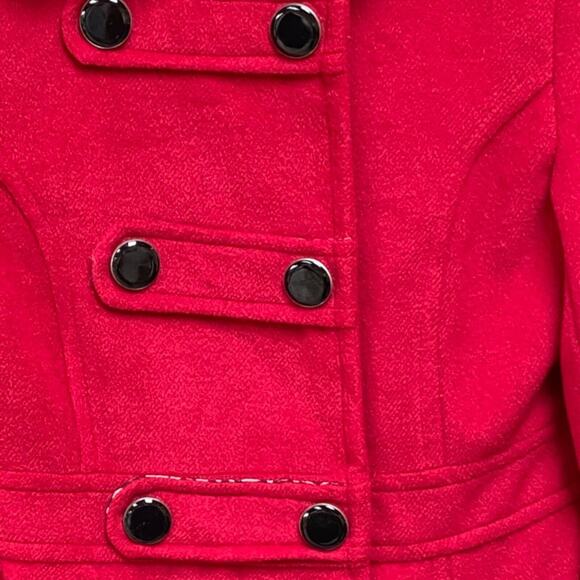 NWT 2B BeBe Winter Red Military Leopard amazing Soft Pea Coats size Small - Picture 2 of 5